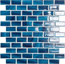 Nature series dark blue brick vidrepur glass mosaic